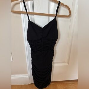 Katie J  Black Ruched Dress